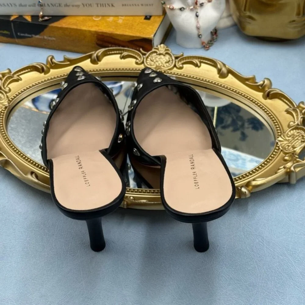 🆕 LOEFFLER RANDALL 🧿 NWOT Paloma Mesh Mid-Heel Mules, Black/Clear, Sz 9 - Picture 11 of 16